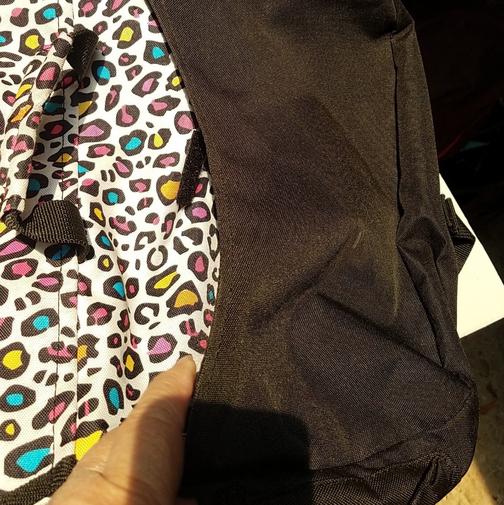 Multi Colored Leopard Print Large Book Bag Pockets - image 4